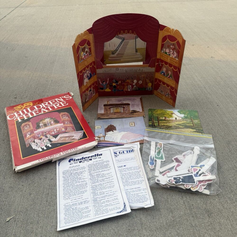 Children's Theatre Vintage Play Set Cardboard Fairy Tales Family Complete Rare